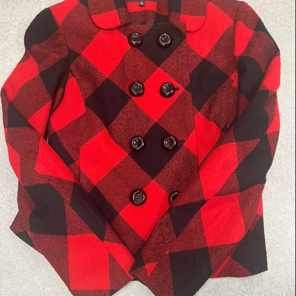 Jones New York Buffalo Plaid Double Breasted Jacket Sz. 2